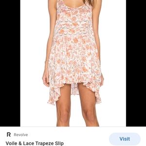 Free People Rare Orange Print Trapeze Slip Dress
